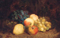 Grapes, Peaches, An Apple And A Pear, On A Mossy Bank - Charles Thomas Bale