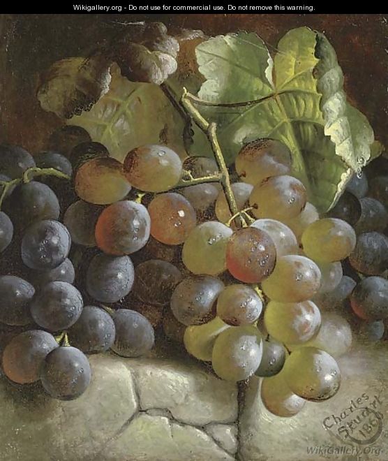 Grapes on a stone step - Charles Stuart