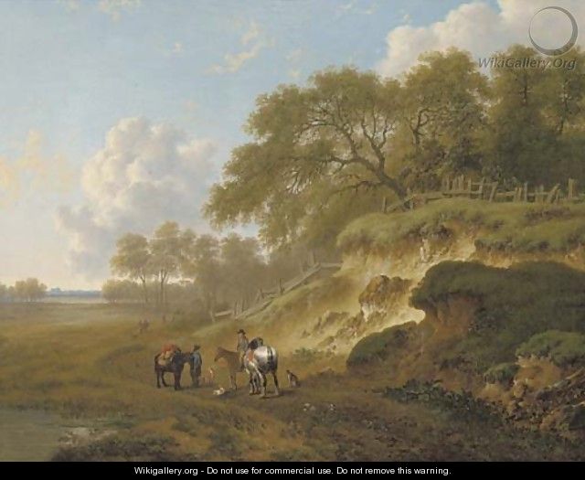 Horsemen resting by an escarpment - Charles Towne