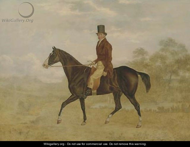 A Gentleman on a Bay Hunter in an Extensive Landscape, unfinished - Charles Towne