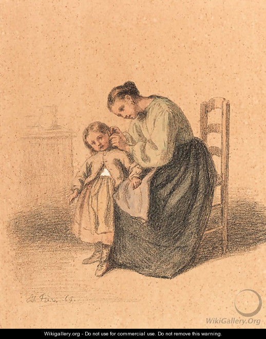 Tending her child - Edouard Frère