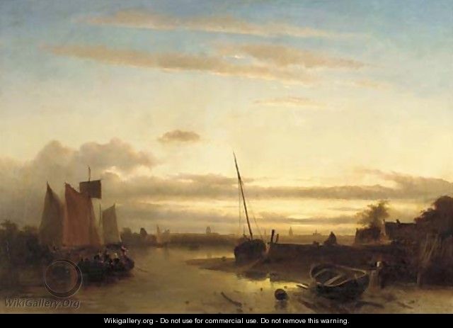 Low tide on the estuary - Charles Henri Leickert