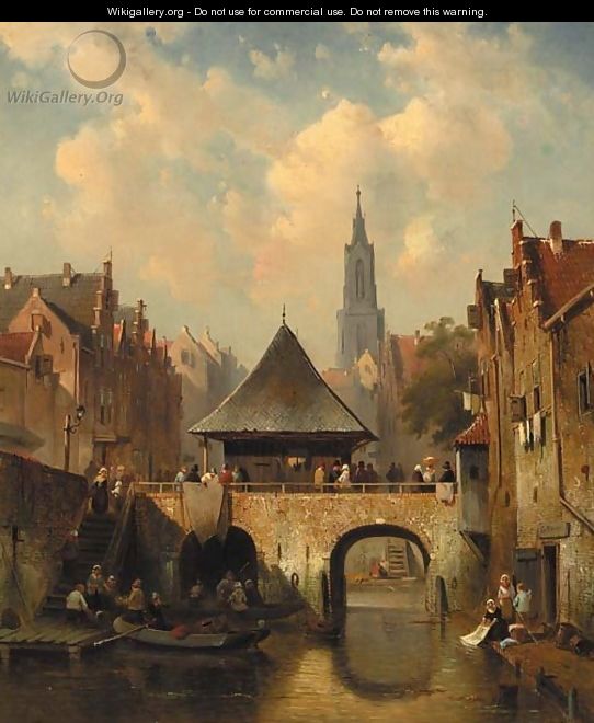 A cappricio view of Utrecht - Charles Henri Leickert