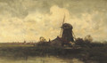 A windmill along a river - Charles Paul Gruppe