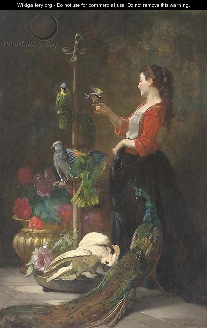 Jeune fille aux perroquets - Charles Monginot