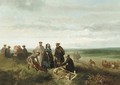 An elegant company during a falcon hunt - Charles Rochussen