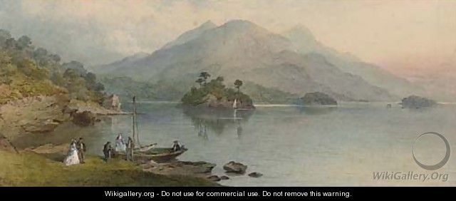 Figures on the edge of Lake Killarney - Charles Frederick Buckley