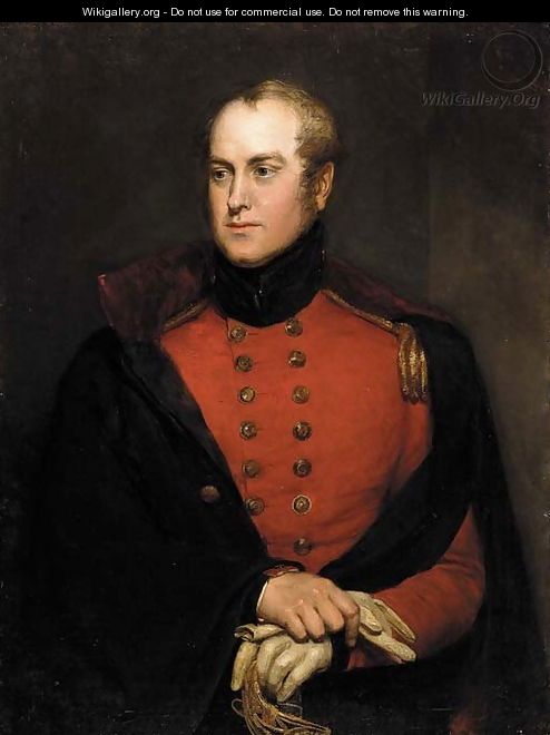 Portrait of a gentleman, said to be Lt. Col. Charles Richard Fox (1796-1873), three-quarter length, seated, in uniform - Charles Landseer