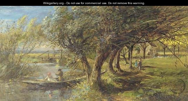 Fishing in a punt - Charles James Lewis