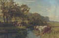 Cattle watering in a meadow - Charles Collins