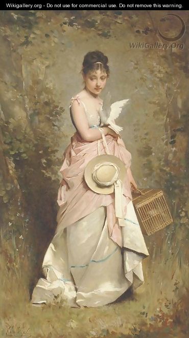 A young girl with a dove - Charles Chaplin
