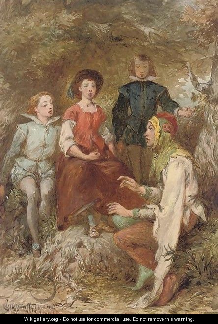 A court jester with a captive audience - Charles Cattermole