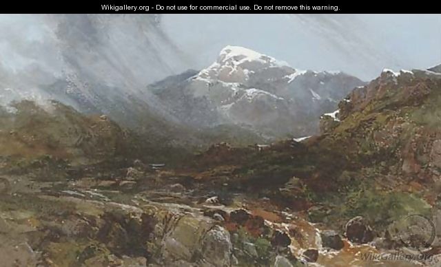 Mountainous landscape with rocky stream - Charles Branwhite