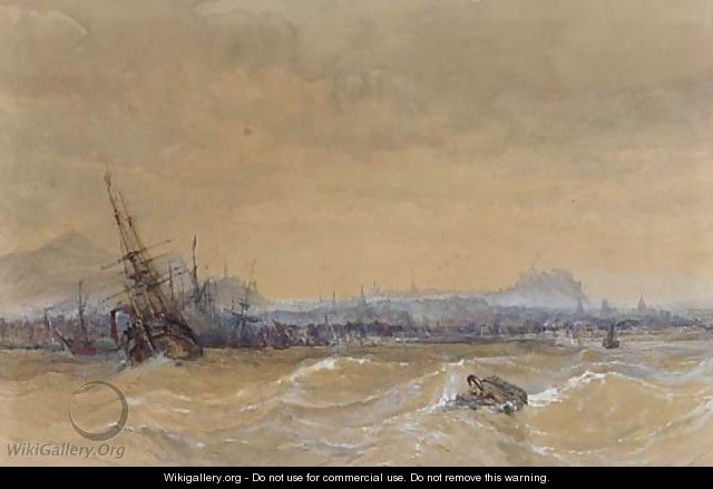 Shipping in a heavy swell off Leith - Charles Bentley