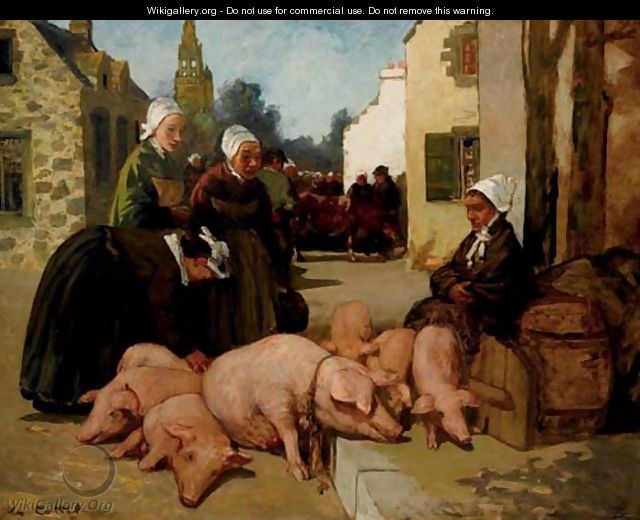 Le marche aux cochons - Charles Cottet