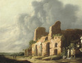 An Italiante landscape with ancients ruins - Charles-Cornelisz de Hooch