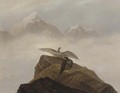 Phantasie aus der Alpenwelt. Adler, die auf einem Alpenhorn nisten - Carl Gustav Carus