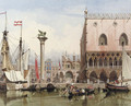 Sailingvessels moored by the Doge's Palace, Venice - Carl Friedrich H. Werner