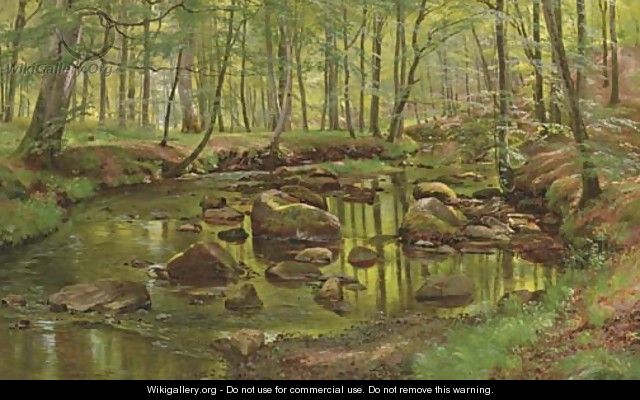 Mossy Rocks in a Stream - Carl Frederick Aagaard