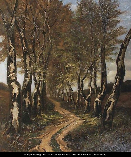 Birch trees along a lane - Carel Nicolaas Storm Van 