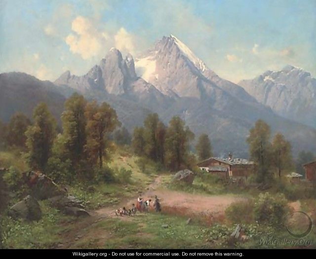 Harvesters in an alpine landscpe - Karl Millner