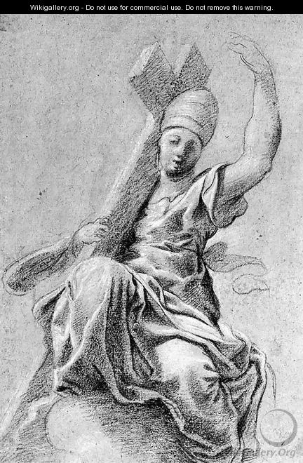 A Female Figure Seated On A Cloud Wearing - Carlo Bononi