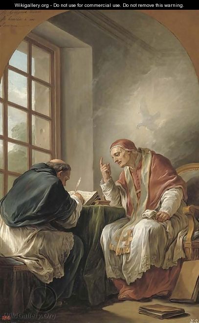 Saint Gregory dictating his homilies a modello - Carle van Loo