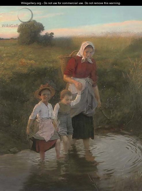 Crossing the stream at the end of the day - Karl von Bergen