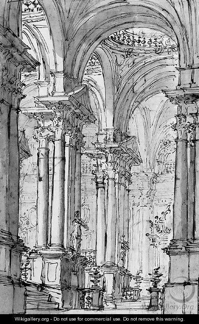 View of the terraced Colonnade of a Palace - Carlo Galli Bibiena