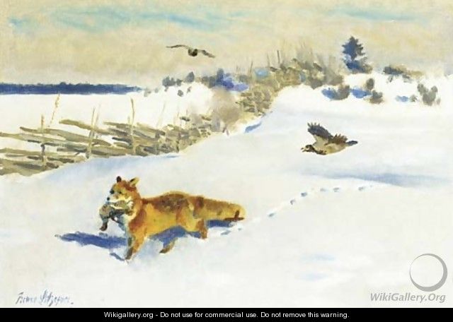 Fox, Pheasant, Crow - Bruno Andreas Liljefors