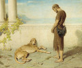 The dog, whom late had granted to behold his lord, when twenty tedious years had rolled takes a last look and having seen him dies - Briton Rivière