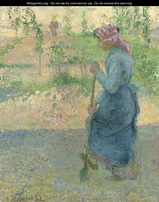 Etude de paysanne en plein air, bachant - Camille Pissarro