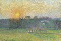 Coucher de soleil, Bazincourt - Camille Pissarro