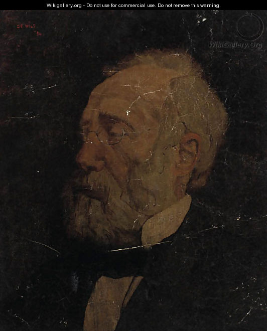 A portrait of the painter Jozef Israels - Charles Wild