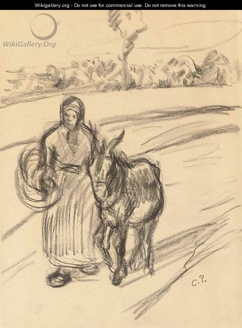 Une femme avec un Ane - Camille Pissarro