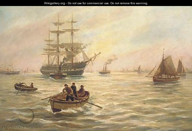 Rowing out to the merchant ship - Bernard Benedict Hemy