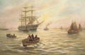 Rowing out to the merchant ship - Bernard Benedict Hemy