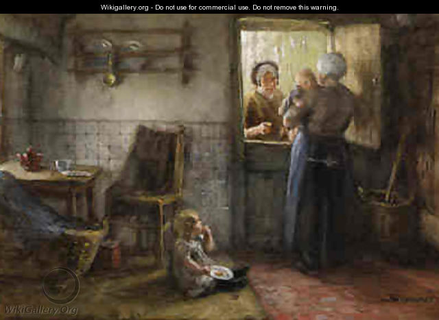 A Visitor at the Kitchen Door - Bernardus Johannes Blommers