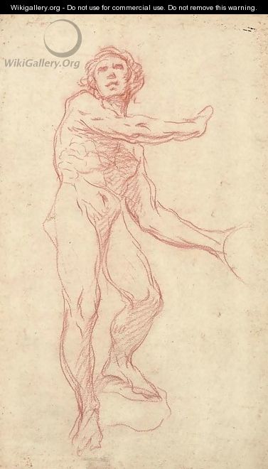 A nude gesturing to the right - Bolognese School