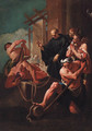 A male Saint exorcising a demon - Bolognese School