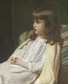 Portrait of a girl, seated three-quarter length, in a white dress - Blanche F MacArthur