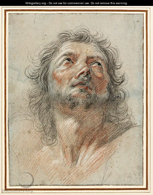 The head of a man looking up to the right - Bolognese School