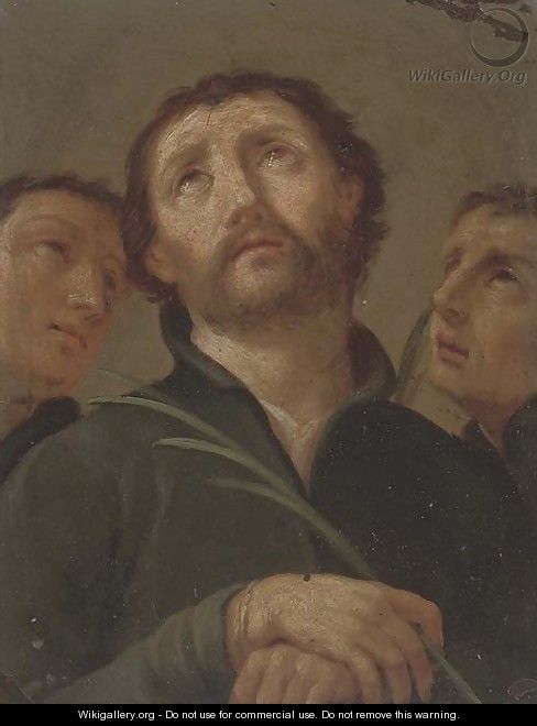 Saint Francesco Borgia with two clerics - Bolognese School