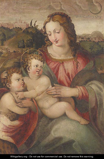 The Madonna and Child with the Infant Saint John the Baptist in a landscape - Florentine School