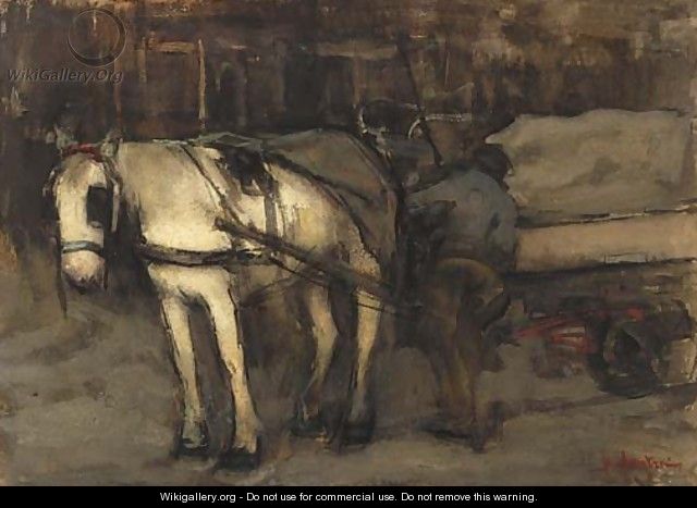 De zandkar man standing by a horse-drawn cart - Floris Arntzenius