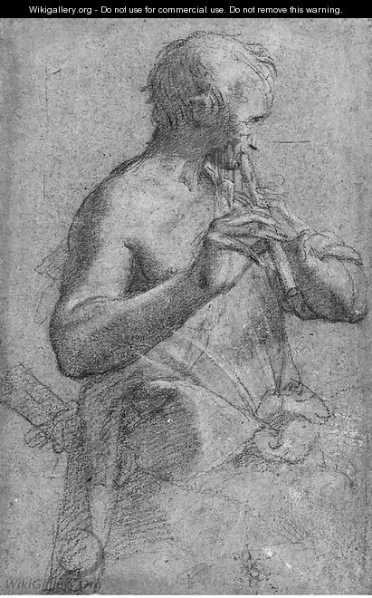 A young Shepherd playing a Flute - Florentine School