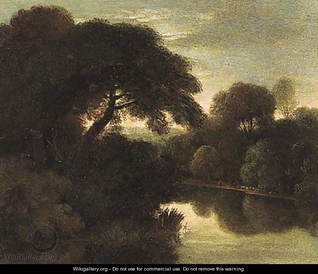 A wooded river landscape - (after) Adam Elsheimer