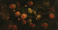 Tulips, peonies, poppies and other flowers against a stone ledge - (after) Abraham Brueghel