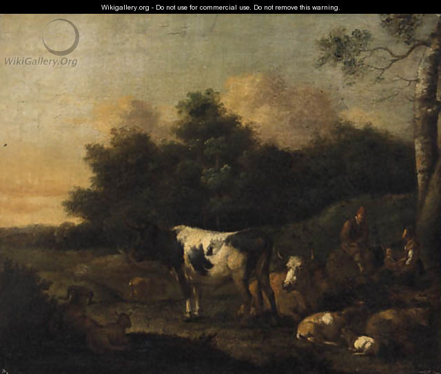 Drovers with Cattle in a Landscape - (after) Adriaen Van De Velde