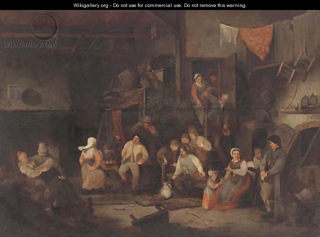 Peasants drinking and merrymaking in a tavern - (after) Adriaen Jansz. Van Ostade